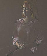 Seated woman, colored pencils