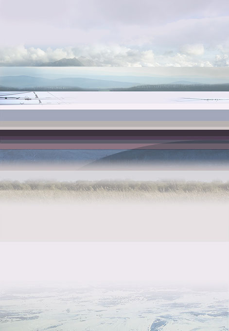 Landscape abstraction: Klein Basel and Railway Station, foggy day; with photographic additions