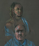 Sitting female and male figures, Mocha&nbsp; Canford Paper 20.5" x 30.5", Colored Pencils