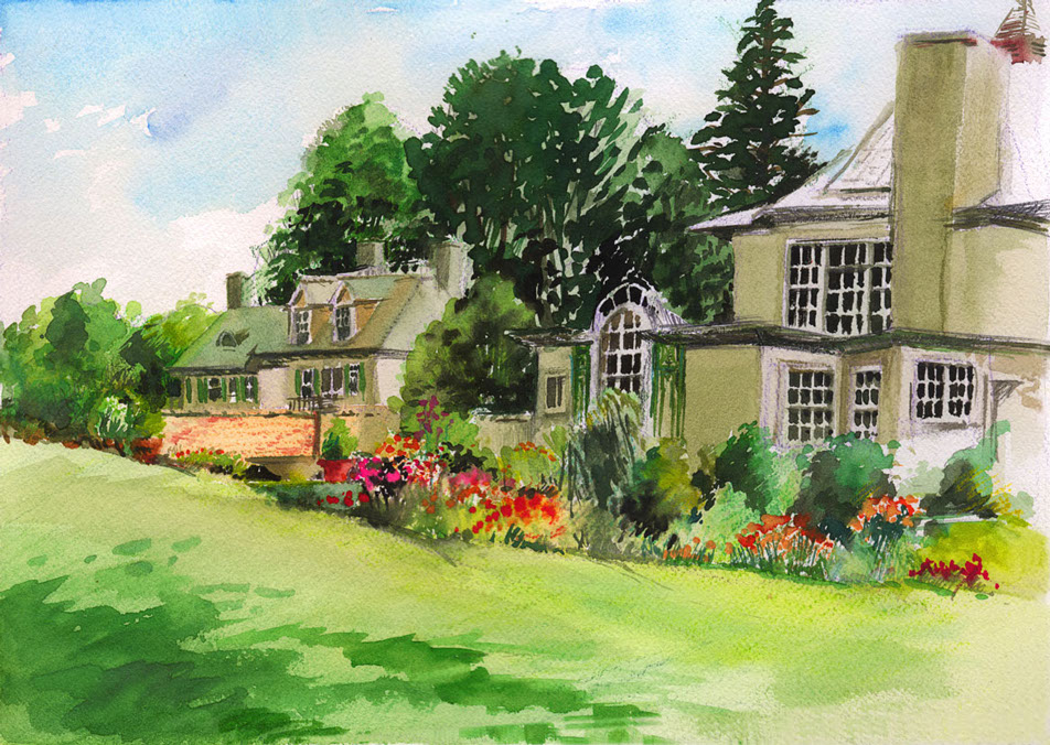 Berkshires landscape, Watercolors, Chesterwood, Stockbridge, Massachusetts