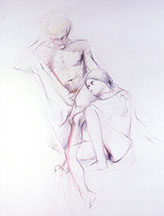 Sitting male and female nude figures, Derwent Studio Pencils