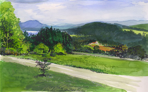 Watercolor drawing: Berkshires, Massachusetts.