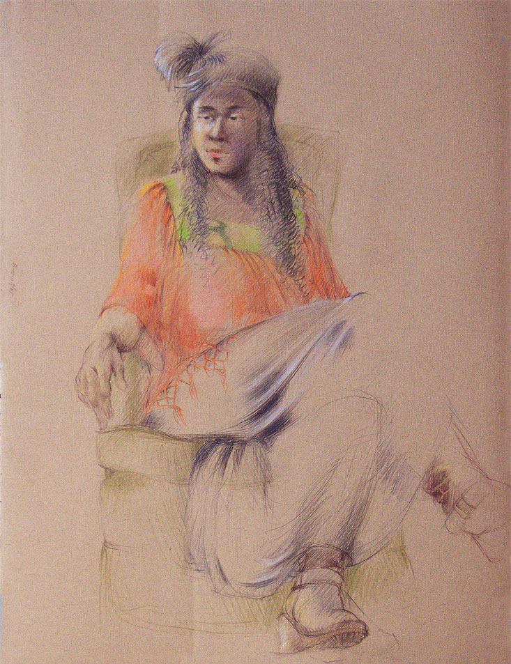 Costumed female full-length figure