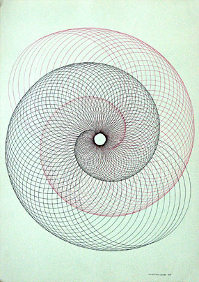 Compass, black ink, red ink