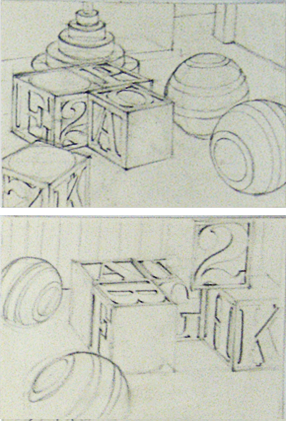 Drawings from memory, pencil