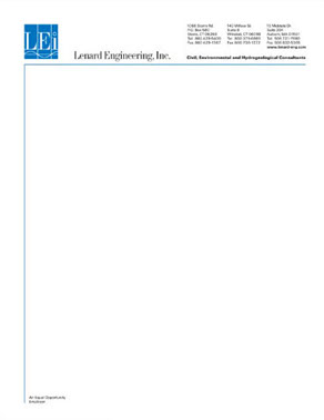 Branding for professional engineering services: letterhead, envelope, business card, announcement.