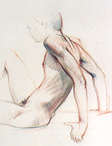 Sitting male nude figure drawings: Prismacolors