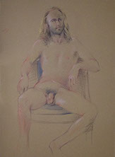 Sitting male nude, Kraft Stonhenge Paper, Derwent Studio Pencils