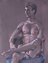 Young seated male figure, Peter on Canson dark gray paper, 19.5" x 15.5"