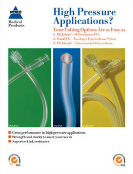 Sales sheets for a manufacturer of medical tubing.