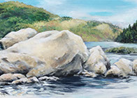 Berkshires landscape, Plantain Pond, Mt. Washington State Park, Massachusetts, acrylics on board