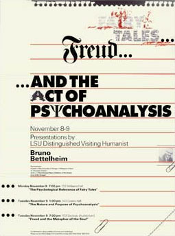 Poster for humanities lecturer, Bruno Bettelheim