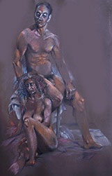 Sitting male and female nudes, Canford Mocha paper, Derwent Studio Pencils