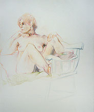 Sitting female nude figure, Derwent Studio Pencils