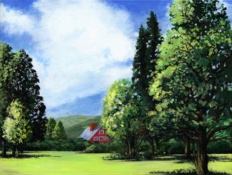 Acrylic painting: Tanglewood, Lenox, Massachusetts.