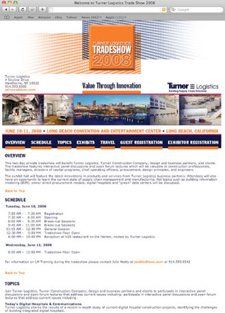 Website for a proprietary trade show.