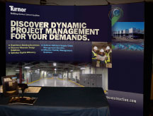 Full trade show booth backdrop: on-site photo.